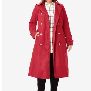 Jessica London Red Classic Trench Coat NWT
